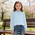 thumbnail image 5 of Ultrave Ruffle Collar Shirt for Girls Dot Print Smocked Long Sleeve Blouse Loose Cute Shirts for 5-14Y, 5 of 6