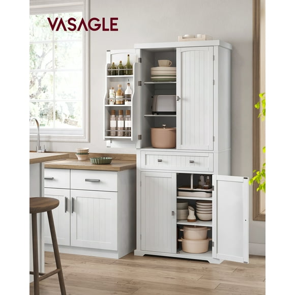 VASAGLE Pantry Cabinet, 71.7-Inch High Freestanding Tall Cupboard Storage Cabinet with a Drawer, 2 Cabinets, 4 Adjustable Shelves, 6 Door Shelves, for Living Room, Kitchen