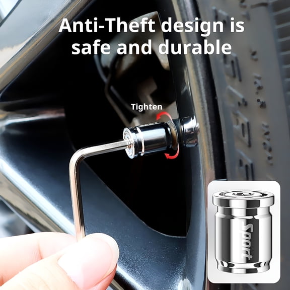 LADYGYM 2026 New 4Pcs Locking Car Tire Valve Stem Caps Anti-Theft Auto Wheel Valve Stem Covers with Rubber Seal Universal Tyre Air Stem Covers