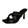 thumbnail image 2 of Sandalias de tacón alto para mujer, para ocio, vacaciones, cabeza cuadrada, plisadas, cruzadas Wmkox8yii ytu2580, 2 of 9
