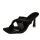 thumbnail image 2 of Sandalias de tacón alto para mujer, para ocio, vacaciones, cabeza cuadrada, plisadas, cruzadas Wmkox8yii ytu2581, 2 of 9