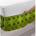 thumbnail image 2 of Abstract Bed Skirt, Modern Vivid Flower of Life Meditation Code Illustration, Elastic Bedskirt Dust Ruffle Wrap Around for Bedding Decor, 4 Sizes, Yellow Hunter Green, by Ambesonne, 2 of 2