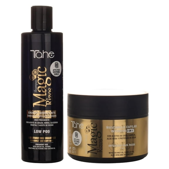Tahe Magic Rizos Kit - Low Poo Shampoo 300ml, Intensive Hair Mask 3 in 1 300ml, Curly Method
