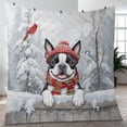 thumbnail image 4 of Playful Boston Terrier Welcomes Winter Snowy Day with Cardinal Bird Quilt Blanket Gentleman Dog Lover Gifts Cozy Comforter Throw Blanket - 12017, 4 of 5