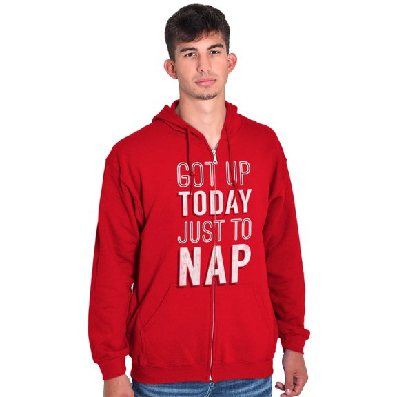 Got Up Just Nap Sleepy Lazy Geeky Zip Up Hoodie Men's Women's Brisco Brands L