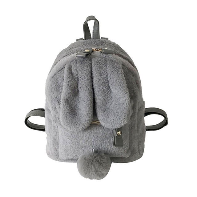 EeaseMX Delicada mochila de peluche con orejas de conejo, bonita mochila informal para mujer.