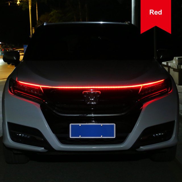 1Pcs LED Capó Coche Atmósfera Lght Tira Impermeable Auto Exterior Decoración Iluminación Faros Decorativos Lámpara Ambiental 12V Universal huangjie unisex