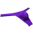 thumbnail image 3 of Botmois Men Gloss Bikini Thong Underwear Elastic Bulge Pouch Underpants Classics Wet Look T-back Purple L, 3 of 3