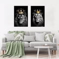 thumbnail image 3 of ZHONGYUTONG Lion and Lioness Canvas Wall Art 2 Pieces Lion King with Gold Crown Poster Prints Wild Animal Pictures Black and White Artwork Office Decor (11.00" x 14.00" x 2PCS), 3 of 6