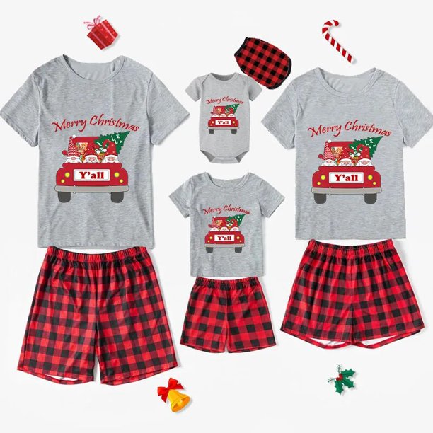 Pijamas familiares a juego de Navidad, diseño exclusivo de Are All Your Gnomies, conjunto de Pijamas cortos de Feliz Navidad