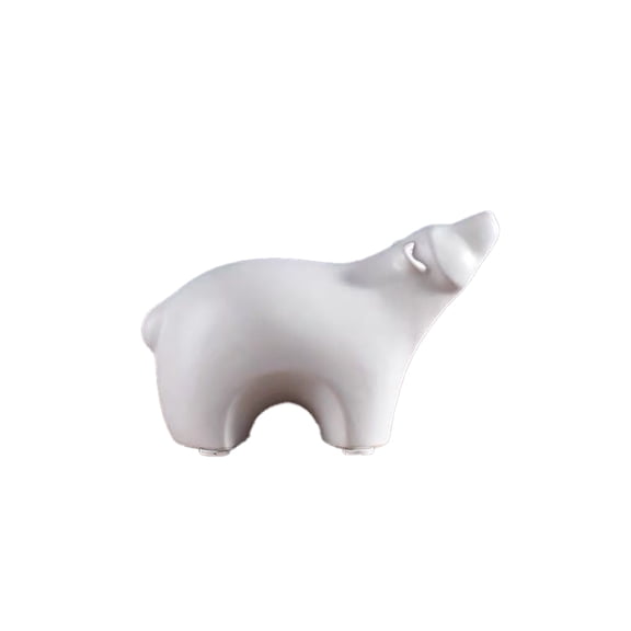 Bear Figurine Gifts Geometric Sculpture Decor Animal Statue Gifts Ceramics Arts 4.0 inchWhite