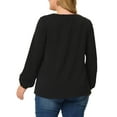 thumbnail image 3 of Agnes Orinda Women's Plus Size Fashion Work Long Sleeves Ribbon Front Chiffon Blouse 2X Black, 3 of 6