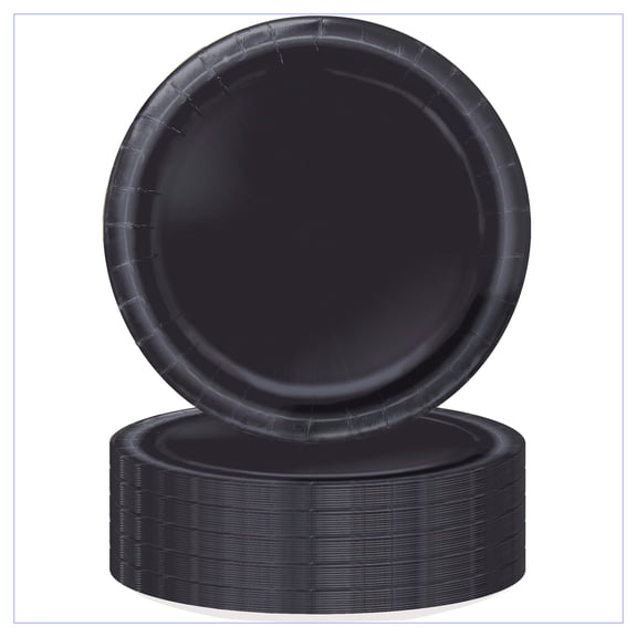 70 Count 7IN Black Paper Dessert Plates by Way To Celebrate