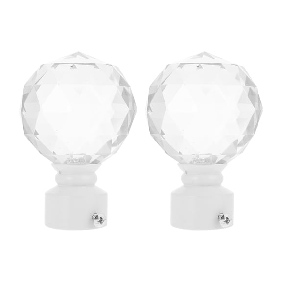 Hemoton 2 Pcs Crystal End Curtain Poles Finials White Handles Rod Decoration