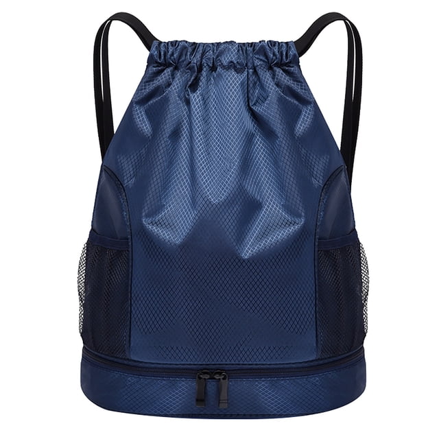 Small Zipper Pouch, Tyeign Drawstring Bag Lightweight String Backpack with Water Bottle Holder And Pockets Gym Sports Sackpack Bag Organizer Pouches Utility Pouch Pouches for Organization Navy