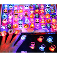 50 Pcs Halloween Light Up Rings - Flashing LED Party Favors, Trick Or Treat Toys, Multi-Color