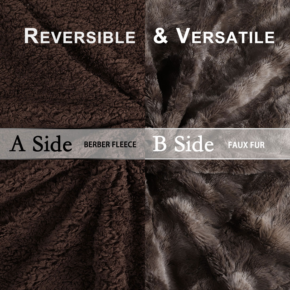 Unique Bargains Faux Fur Shaggy Sherpa Throw Blanket, 60" x 77", Brown