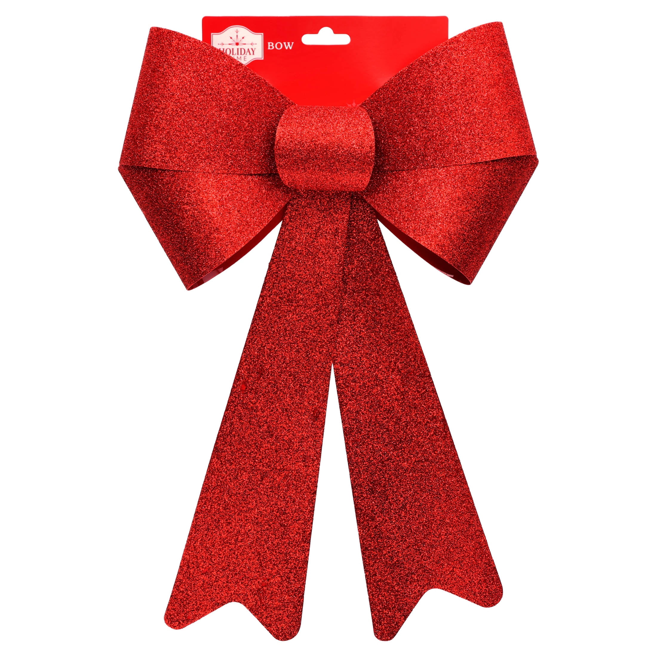 Red Glitter Plastic Decorative Christmas Bow, 17", by Holiday Time
