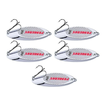 5x Fishing Spoons Lures Hard Fishing Baits For Huge Distance Cast Freshwater Silver 28g