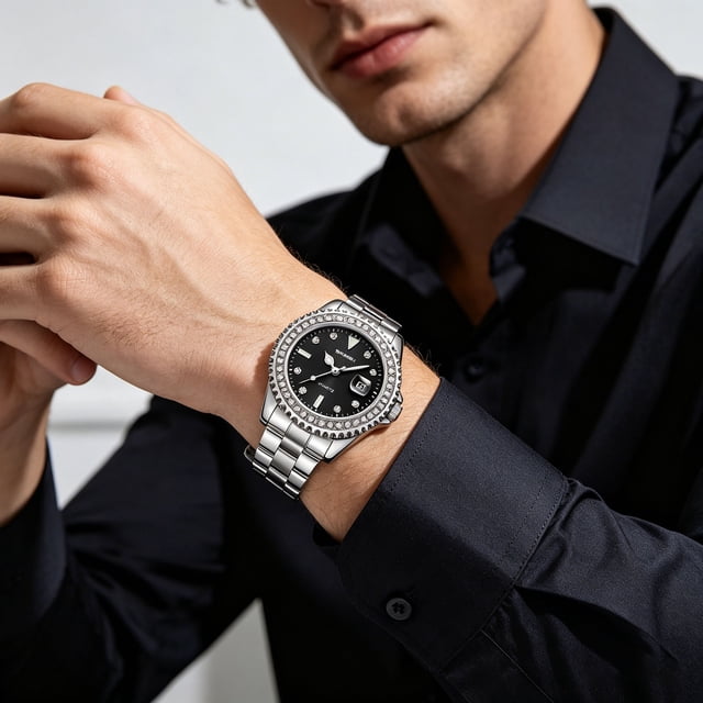 Reloj de Cuarzo Unisex con Correa de Acero Inoxidable, Sumergible 30M, Vestir Casual de Negocios, Reloj de Agujas Elegante y Versátil para Hombres Mujeres