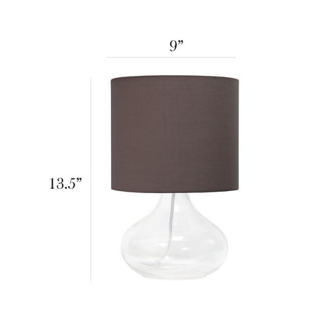 Simple Designs - Glass Raindrop Table Lamp with Fabric Shade - Clear/Gray