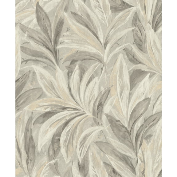 Rasch Rennie Grey Leaves Wallpaper