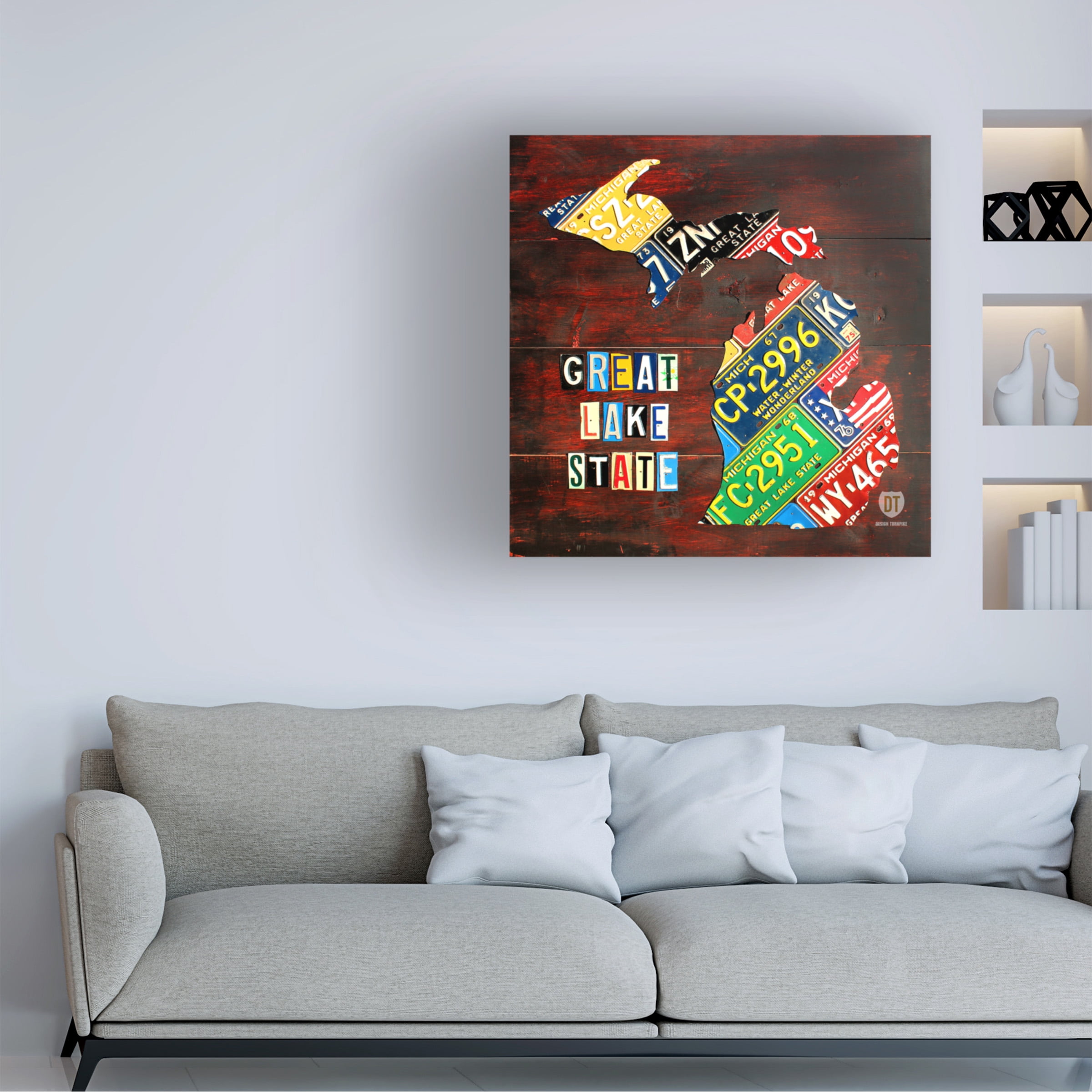 Trademark Fine Art "Michigan License Plate Map" Canvas Art by Design Turnpike