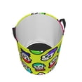 thumbnail image 3 of XMXY Round Laundry Basket Organizer, Sugar Skull Cartoon Skeleton Waterproof Collapsible Dirty Clothes Basket Laundry Hamper, Medium Size, 3 of 8