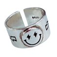 thumbnail image 3 of Anillos de mujer, anillo de nudillos de plata con sonrisa feliz y abierta Anillos de plata con cara sonriente feliz y abierta Calidad inigualable, 3 of 9