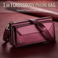 thumbnail image 6 of Crossbody for Samsung Galaxy S25 Case Wallet【RFID Blocking】with 10-Card Holder Zipper Bills Slot, Soft PU Leather Magnetic Shoulder Wrist Strap for Galaxy S25 Wallet Case Women, Winered, 6 of 10