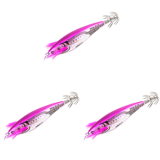 Señuelo Calamar Y Camarón Ojos 3D 7cm Con Anzuelos Cebo para Amantes La Pesca (rosa) Rojo