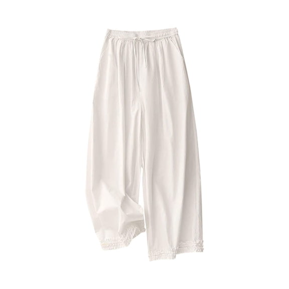 2025 Spring Pants for Women Fashionable And Comfortable Solid Color Casual Large Cropped Ninth Pants Plus Size