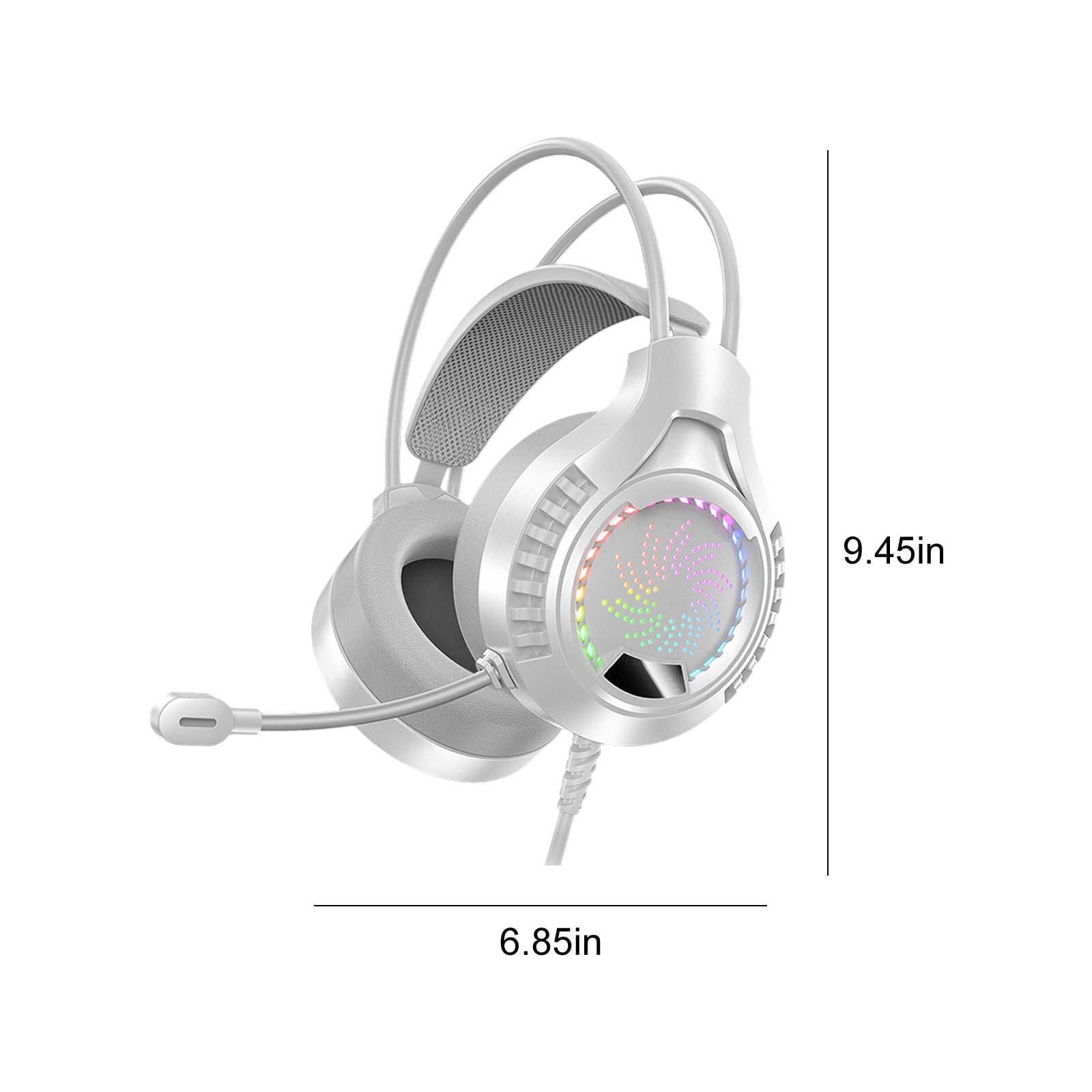 Gaming Headphones Wired Earphones, Illuminated 3.5mm USB Computer Headset with Noise Reduction Microphone, Adjustable Comfortable Headband for Gaming Work Study