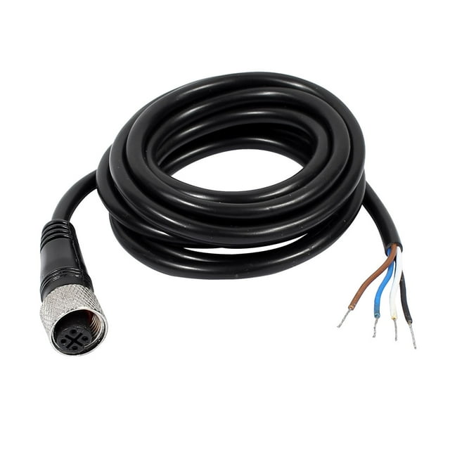 Unique Bargains M12 Female Straight 4 Pin Connector Aviation Socket Electrical Cable 2M