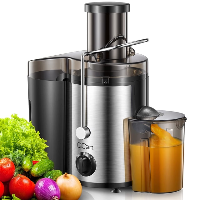 Máquina exprimidora QCen, extractor centrífugo de 500 W, boca ancha de 3 pulgadas