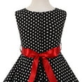 thumbnail image 6 of IBTOM CASTLE Kids Girls 50s Vintage Polka Dot Casual Dress Swing Rockabilly Prom Party Dresses Audrey Wedding Formal Cocktail Evening Gown 4-5 Years Black + Red, 6 of 6