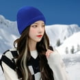 thumbnail image 6 of Warm Beanie for Men Women Cuffed Thick Fleece Winter Hat Elastic Skull Cap for Winter Outdoor Running Riding Skiing-Royal Blue, 6 of 8