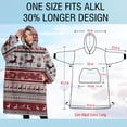 thumbnail image 4 of Oversized Wearable Blanket Hoodie,Red Christmas Deer and Snowflake Pattern Sherpa Blanket Hoodie with Super Pockets,Super Warm Fuzzy Pullover for Women & Men, 4 of 6