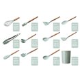 thumbnail image 4 of Utensilios de cocina de silicona con mango de madera Juego de 11 piezas Nueve colores Opcional Negro Abanopi Negro, 4 of 7