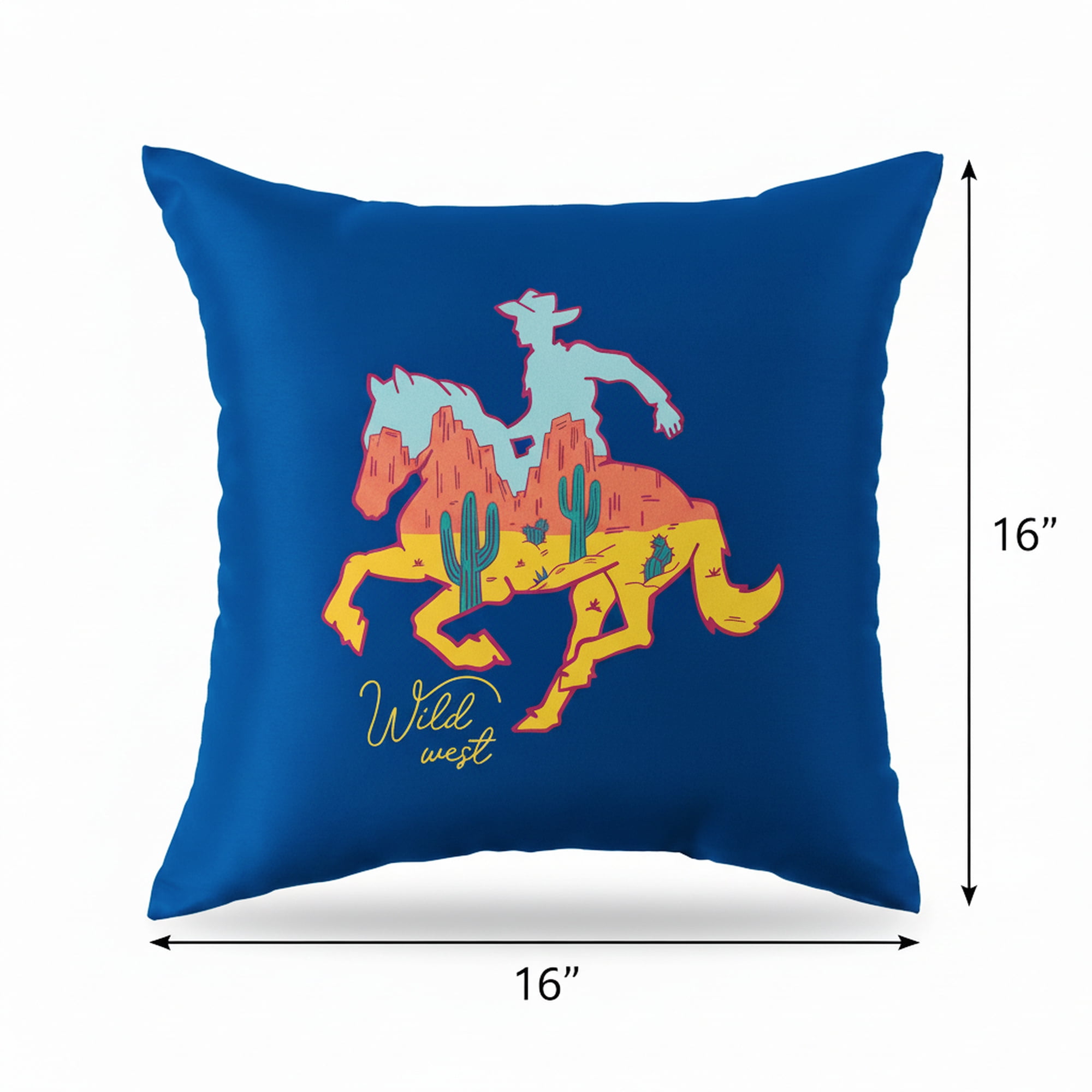 Mainstays 16 in x 16 in Texas Desert Outdoor Pillow, Royal
