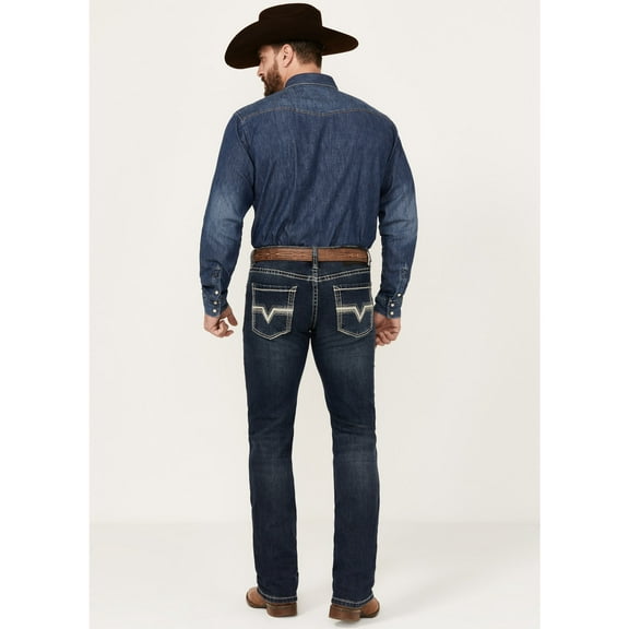 Rock & Roll Denim Men's And Revolver Dark Vintage Wash Slim Straight Stretch Dark Medium Wash 29W x 34L  US