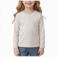 thumbnail image 3 of Teen Girls Shirts Long Sleeve Henley T Shirts Button Up Slim Fit Tops Basic Tees Round Neck Ribbed Knit Shirts Girls Fall Winter Clothes Size 11-12T, 3 of 6
