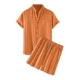 thumbnail image 3 of Short Sets for Men Lightweight Short Sleeve Button Down Stand Collar Shirt and Shorts 2 Piece Matching Set Summer Outfits, 3 of 9