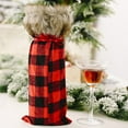 thumbnail image 3 of Cheers.US 3Pcs/Set Christmas Buffalo Plaid Wine Bottle Cover Decorative Wine Bottle Sweater with Faux Fur Collar Holder Bags for Xmas Party Decoration, 3 of 7