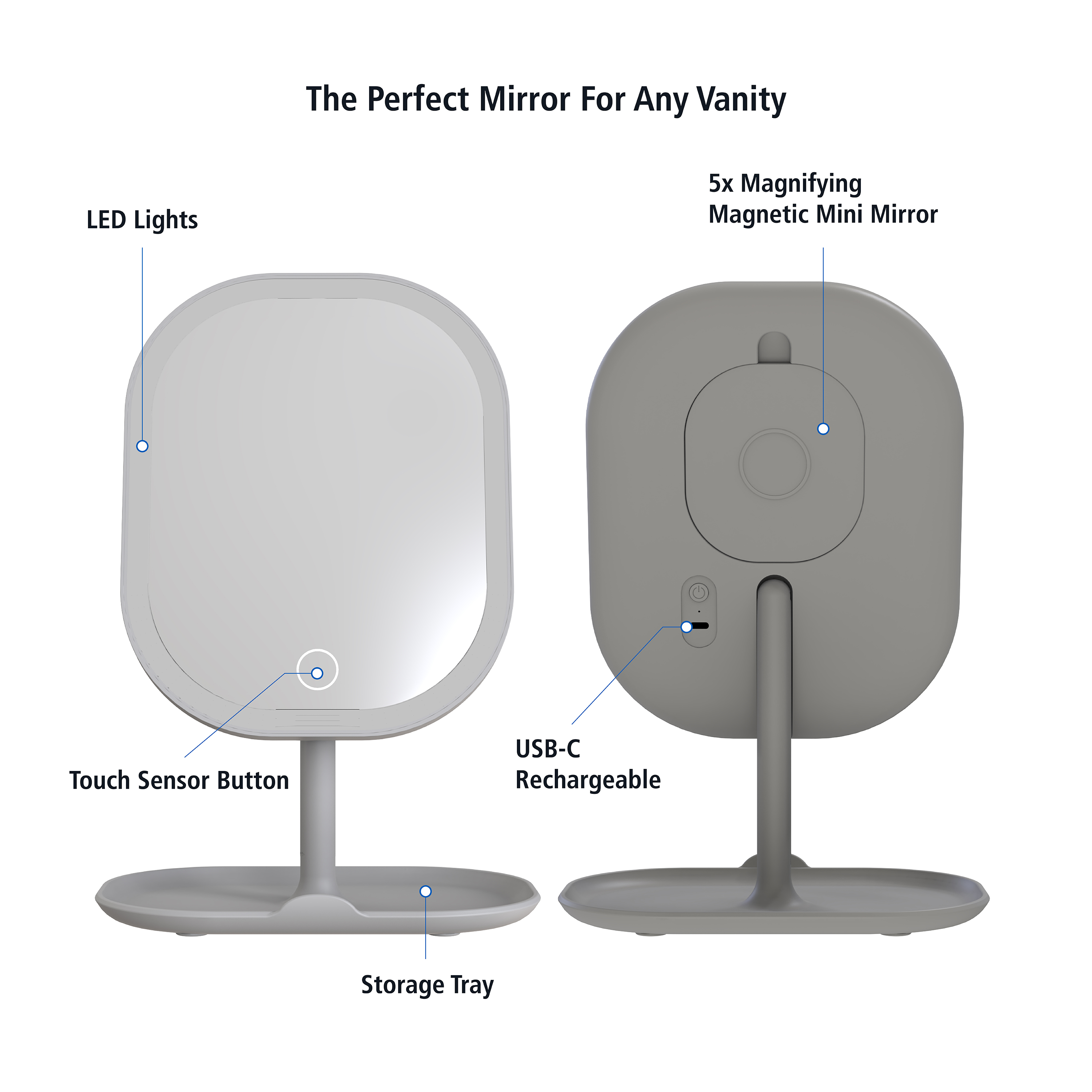 Mainstays Rechargeable Led Vanity Mirror With Storage photo 2