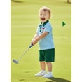 thumbnail image 3 of BemeyourBBs Toddler Baby Boys Golf Outfits Short Sleeve Striped Button Up Laple Shirt with Elastic Waist Shorts Set Newborn Infant Summer Clothes, 3 of 9