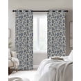 thumbnail image 2 of Light Blue Floral Blackout Curtains 45 Inches Long, Kitchen Black Out Window Treatments, Rustic Vintage Flowers Botanical Spring Thermal Insulated Lined Drapes for Small Window with Grommet 42"x45", 2 of 8