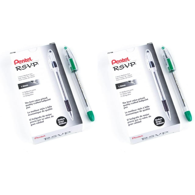 Bolígrafo Pentel R.S.V.P., 1 mm, punta mediana, tinta verde