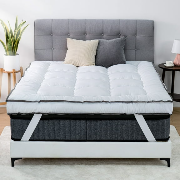 Queen Rose Mattress Topper Queen Cooling Plush Pillow Top Mattress Pad/Bed Topper, Hotel Quality Down Alternative Pillow Topper with Elastic band