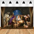 thumbnail image 3 of Fondo de escena de la natividad de Navidad con el nacimiento de Jesús, la Santa Cruz y la Biblia, perfecto para estudio fotográfico, decoración de pared, 3 of 5